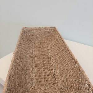 Rectangular Woven Basket 24 x 11 x 4 in.Steel reinforced.